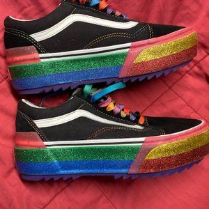 VANS Old Skool Stacked Glitter Black/Rainbow with original box